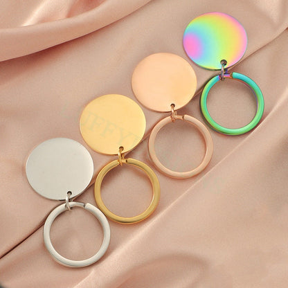5pcs Blank Round Keychain 25mm, Keyring Supplies, Gold stainless steel blanks, Ready Stamping Keychain, Mirror Polished Engraving Keychain