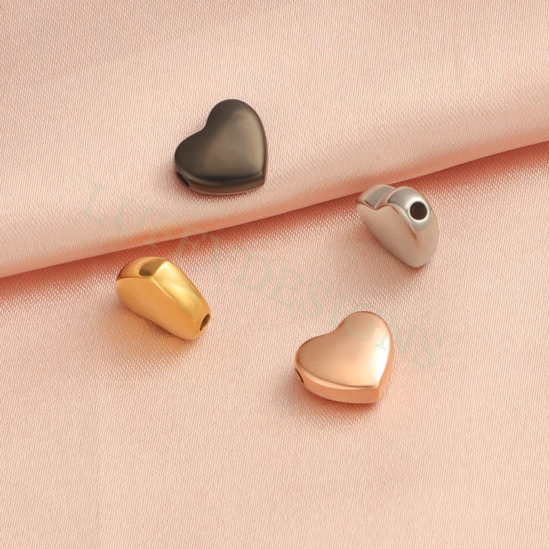 10pcs 3D Heart Charms 10mm, Gold Stainless Steel Heart, Heart Beads Pendant, Tiny Heart Findings, Gold Heart Beads, Jewelry Making Supplies