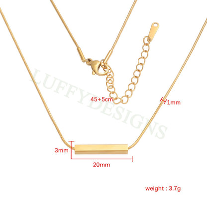 5pcs Blank 3D Bar Necklace 20x3mm, Bar Necklace Supplies, Gold Stainless Steel Blanks, Stamping Bar Necklace, DIY Engraving Bar Necklace