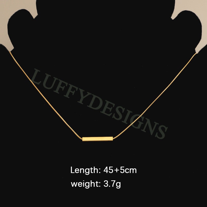 5pcs Blank 3D Bar Necklace 20x3mm, Bar Necklace Supplies, Gold Stainless Steel Blanks, Stamping Bar Necklace, DIY Engraving Bar Necklace