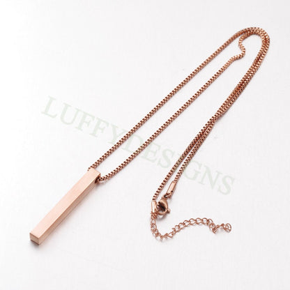 5pcs Blank 3D Bar Necklace with Box Chain, Bar Necklace Supplies, Gold Stainless Steel Blanks, Stamping Bar Necklace, DIY Engraving 40x5mm
