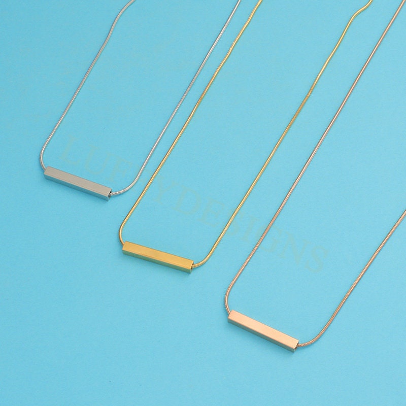 5pcs Blank 3D Bar Necklace 20x3mm, Bar Necklace Supplies, Gold Stainless Steel Blanks, Stamping Bar Necklace, DIY Engraving Bar Necklace