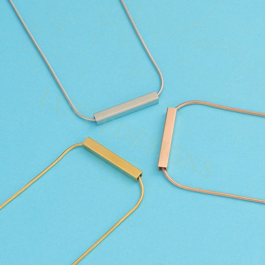5pcs Blank 3D Bar Necklace 20x3mm, Bar Necklace Supplies, Gold Stainless Steel Blanks, Stamping Bar Necklace, DIY Engraving Bar Necklace