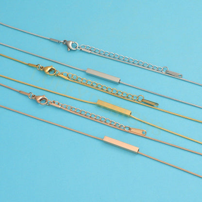 5pcs Blank 3D Bar Necklace 20x3mm, Bar Necklace Supplies, Gold Stainless Steel Blanks, Stamping Bar Necklace, DIY Engraving Bar Necklace