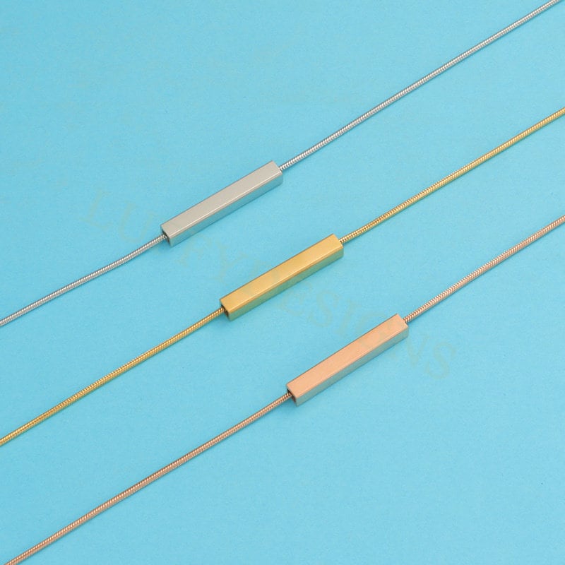 5pcs Blank 3D Bar Necklace 20x3mm, Bar Necklace Supplies, Gold Stainless Steel Blanks, Stamping Bar Necklace, DIY Engraving Bar Necklace