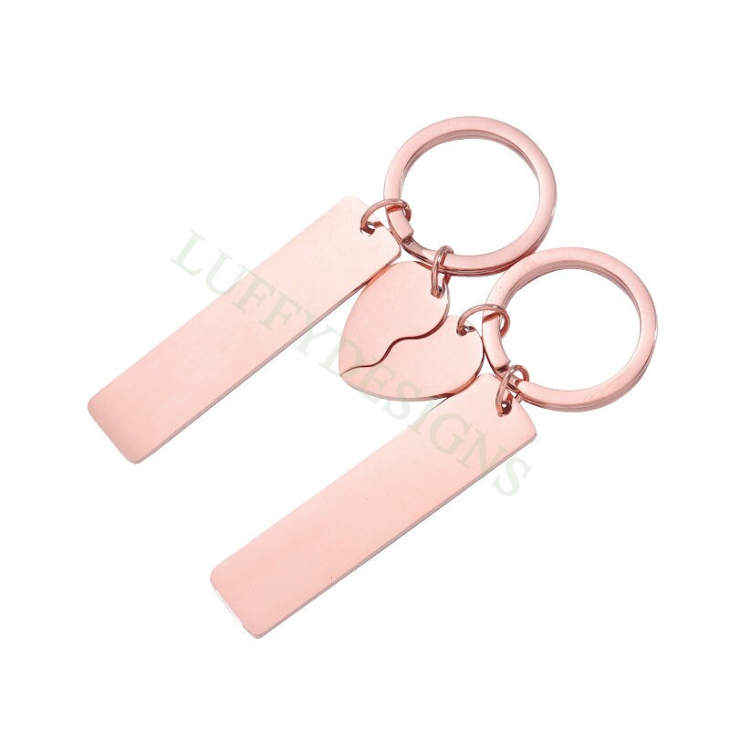 5pairs Blank bar keychain, bar keyring supplies, Gold stainless steel blanks, Ready Stamping bar keychain,Mirror Polished Engraving Keychain