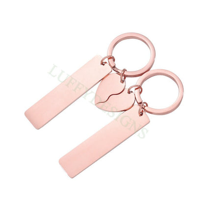 5pairs Blank bar keychain, bar keyring supplies, Gold stainless steel blanks, Ready Stamping bar keychain,Mirror Polished Engraving Keychain