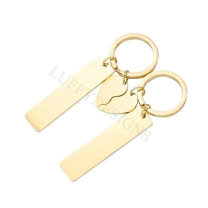 5pairs Blank bar keychain, bar keyring supplies, Gold stainless steel blanks, Ready Stamping bar keychain,Mirror Polished Engraving Keychain
