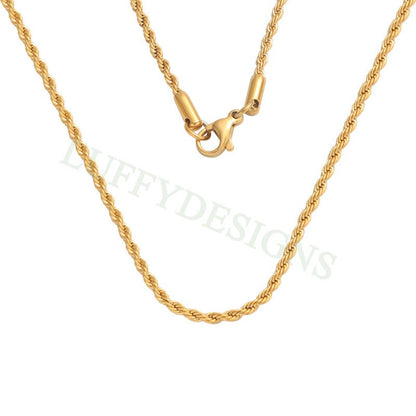 5pcs Finished Twist Chain, Twist Chain Necklace, Gold Hypoallergenic Stainless Steel, Mens Chain, Men's Gift Necklace, Gold Twist Rope Chain