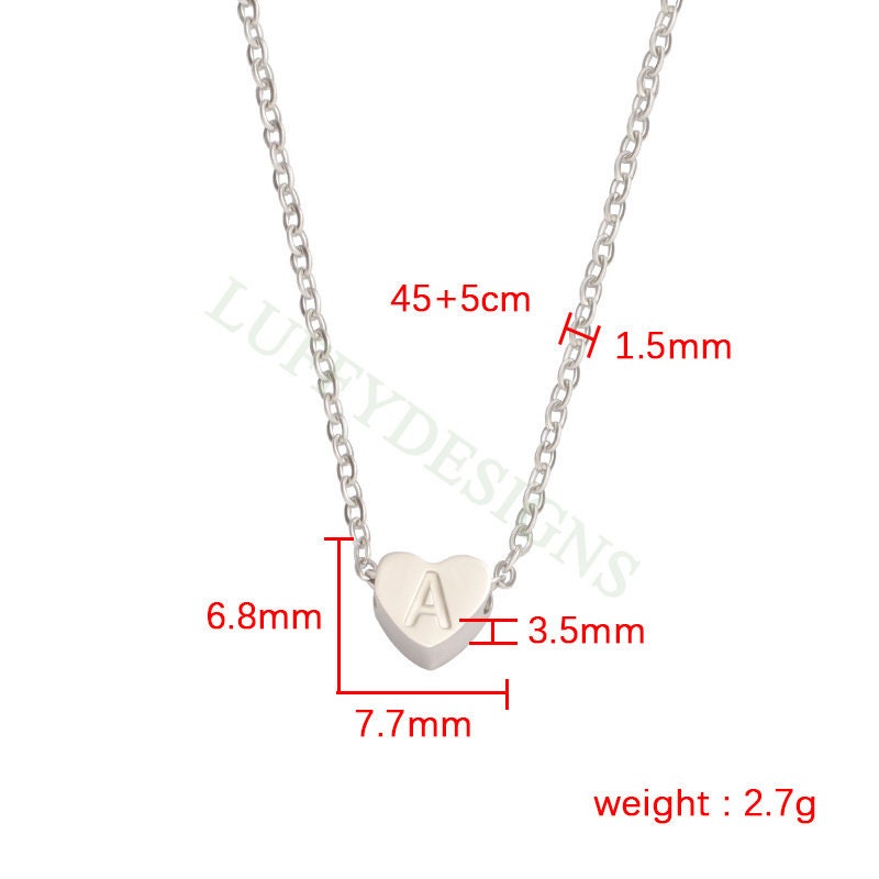 5pcs Uppercase Letter Necklace, Initial Heart Necklace, Gold Alphabet Letter Jewelry, 26 Letters Heart Necklace, Gold Letter Necklace