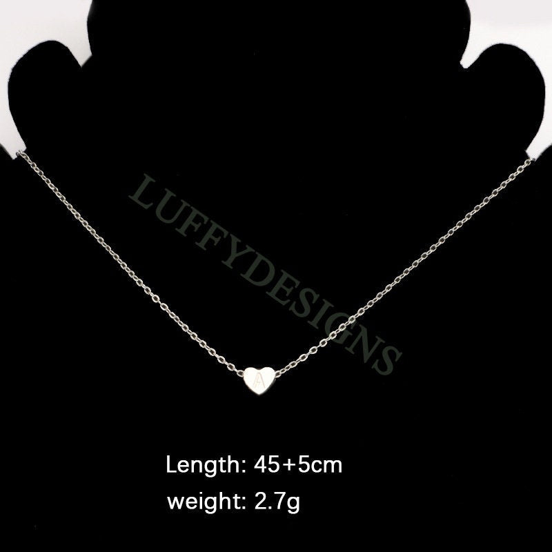 5pcs Uppercase Letter Necklace, Initial Heart Necklace, Gold Alphabet Letter Jewelry, 26 Letters Heart Necklace, Gold Letter Necklace