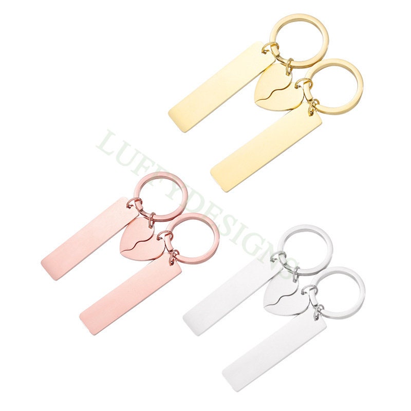 5pairs Blank bar keychain, bar keyring supplies, Gold stainless steel blanks, Ready Stamping bar keychain,Mirror Polished Engraving Keychain
