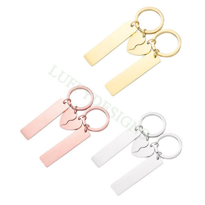 5pairs Blank bar keychain, bar keyring supplies, Gold stainless steel blanks, Ready Stamping bar keychain,Mirror Polished Engraving Keychain
