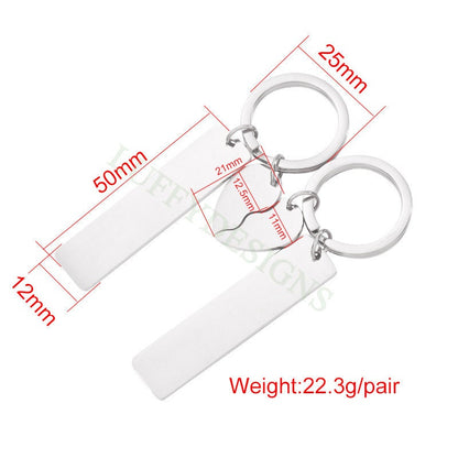 5pairs Blank bar keychain, bar keyring supplies, Gold stainless steel blanks, Ready Stamping bar keychain,Mirror Polished Engraving Keychain
