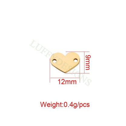 10pcs Heart Charms with 2 Holes 12mm, Tiny Love Charm, Gold /Rose Gold Stainless Steel Heart, Heart Charms Pendant, Love Charms Connector