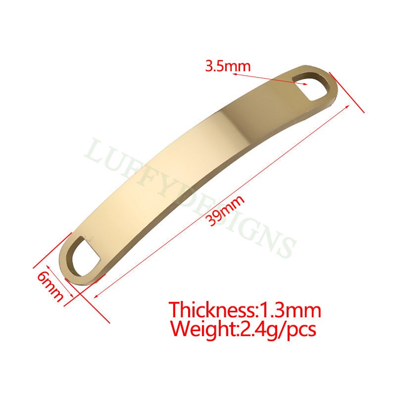 10pcs Blank Bar Charms 39x6mm, Bar Bracelet Supplies, Gold Steel Bar Blanks, Stamping Bar Supplies, DIY Engraving Supplies, Engraving Supply