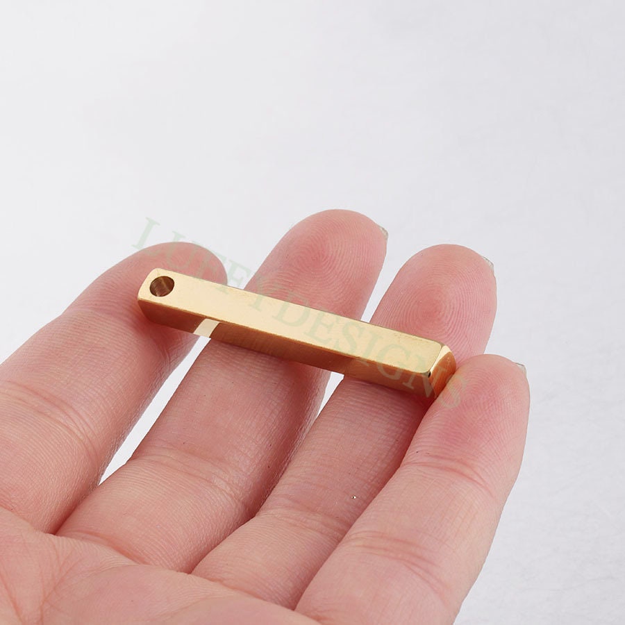 10pcs 3D Bar Blank 40X5mm, 4 Side Mirror Polished, Bar Necklace Supplies, Gold Bar Blanks, Ready to Stamping Blanks,Steel Engraving Supplies