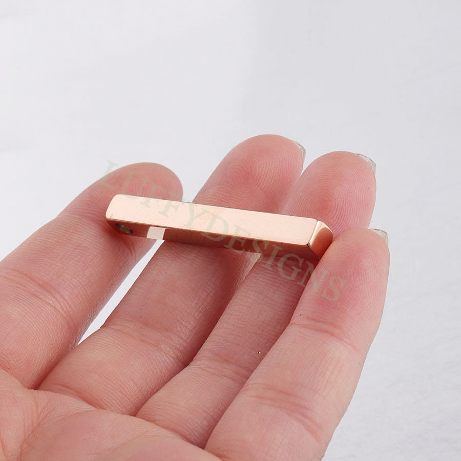 10pcs 3D Bar Blank 40X5mm, 4 Side Mirror Polished, Bar Necklace Supplies, Gold Bar Blanks, Ready to Stamping Blanks,Steel Engraving Supplies