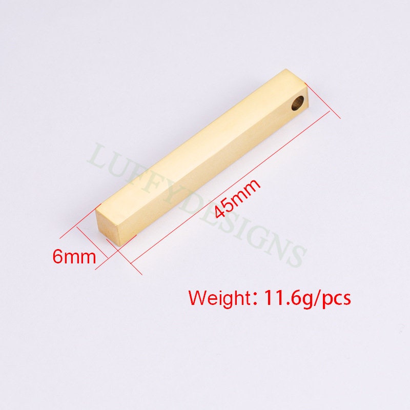 10pcs 3D Bar Blank 45X6mm, 4 Side Mirror Polished, Bar Necklace Supplies, Gold Bar Blanks, Ready to Stamping Blanks,Steel Engraving Supplies