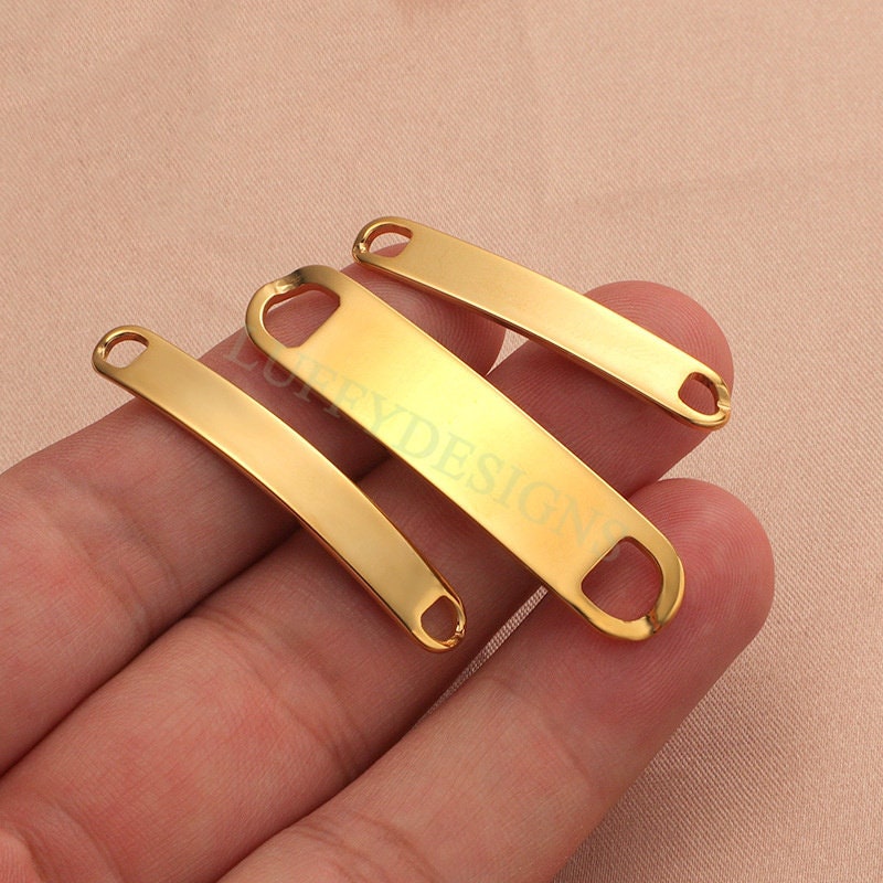 10pcs Blank Bar Charms 39x6mm, Bar Bracelet Supplies, Gold Steel Bar Blanks, Stamping Bar Supplies, DIY Engraving Supplies, Engraving Supply