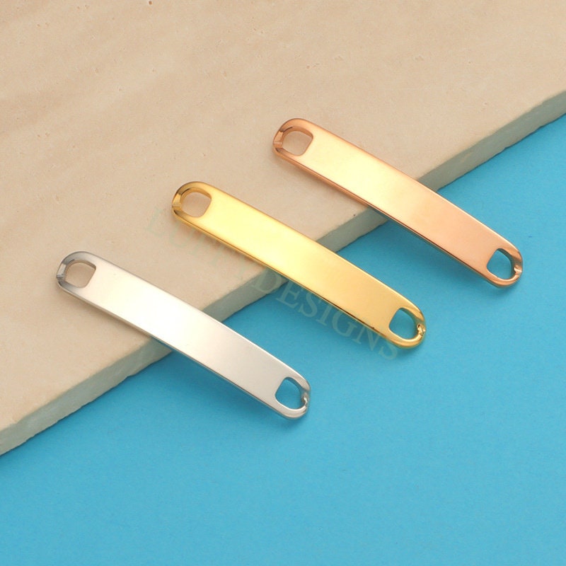 10pcs Blank Bar Charms 39x6mm, Bar Bracelet Supplies, Gold Steel Bar Blanks, Stamping Bar Supplies, DIY Engraving Supplies, Engraving Supply