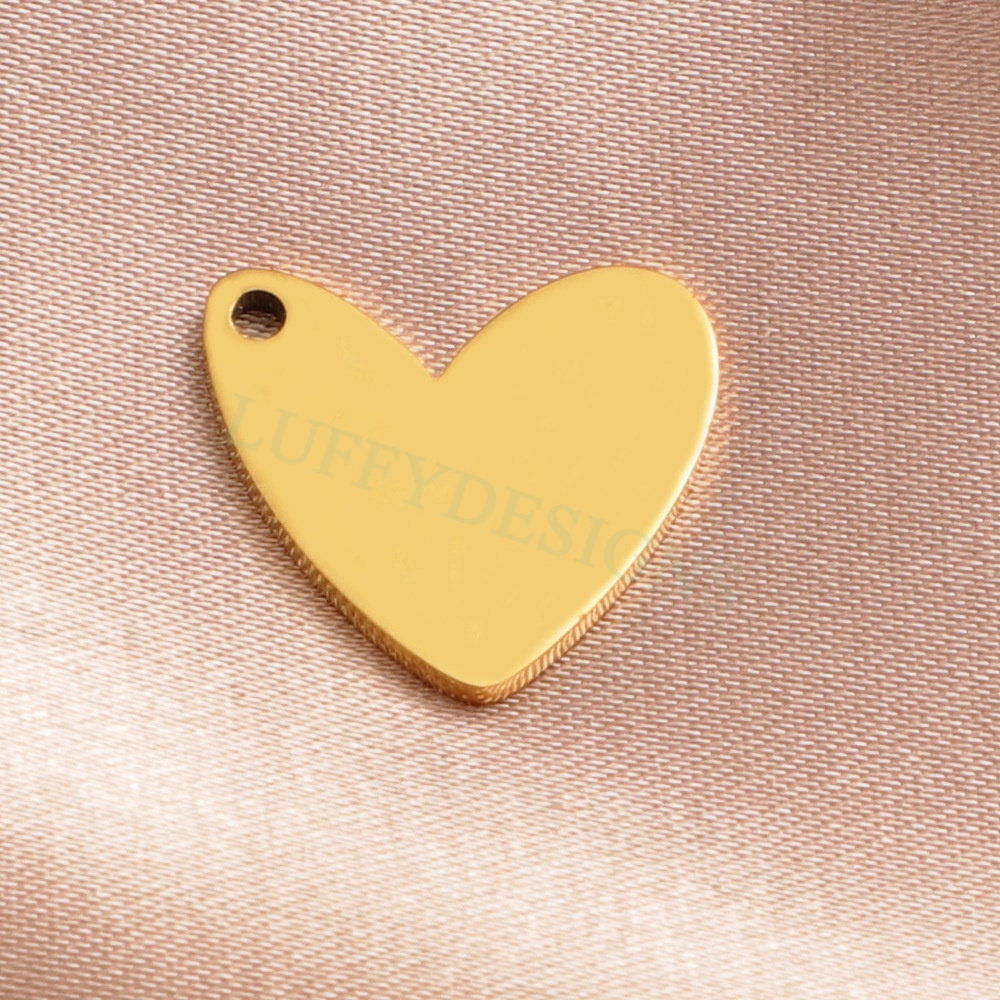 10pcs Open Heart Charms 13x15mm, Tiny Love Charm, Gold Stainless Steel Heart, Mirror Polished Heart Pendant, Love Pendant, Necklace Findings