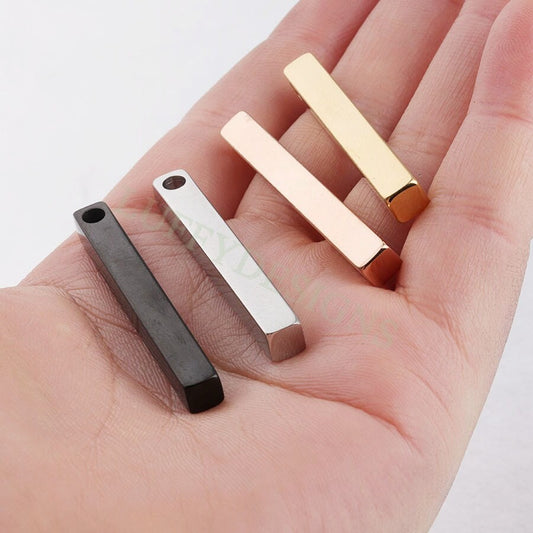 10pcs 3D Bar Blank 40X5mm, 4 Side Mirror Polished, Bar Necklace Supplies, Gold Bar Blanks, Ready to Stamping Blanks,Steel Engraving Supplies