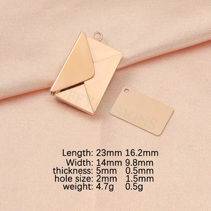 2pcs Envelope Charms, Custom Name Envelope Pendant, Hidden Secret Message Pendant, Steel Love Letter Pendant, Gold Mail Couple Pendant