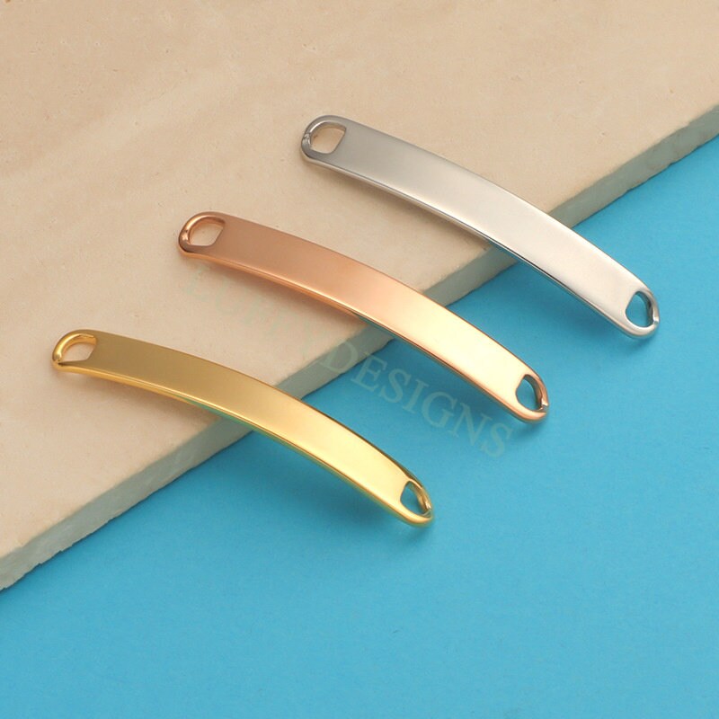 10pcs Blank Bar Charms 39x6mm, Bar Bracelet Supplies, Gold Steel Bar Blanks, Stamping Bar Supplies, DIY Engraving Supplies, Engraving Supply