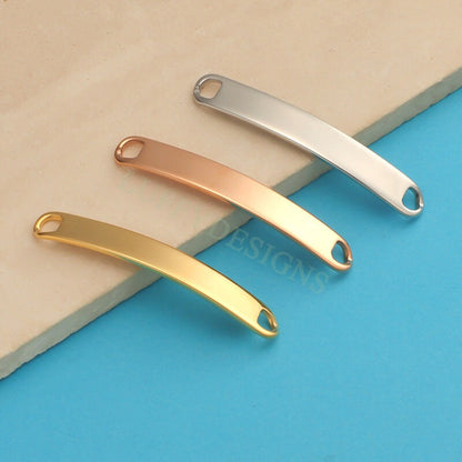 10pcs Blank Bar Charms 39x6mm, Bar Bracelet Supplies, Gold Steel Bar Blanks, Stamping Bar Supplies, DIY Engraving Supplies, Engraving Supply