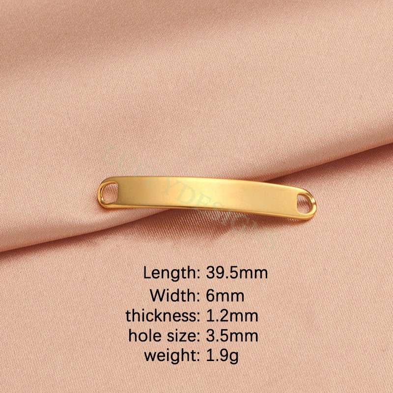10pcs Blank Bar Charms 39x6mm, Bar Bracelet Supplies, Gold Steel Bar Blanks, Stamping Bar Supplies, DIY Engraving Supplies, Engraving Supply