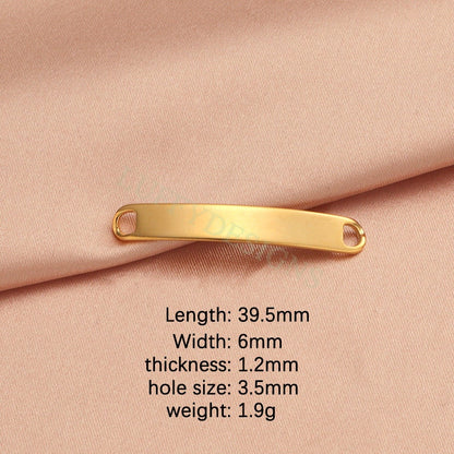 10pcs Blank Bar Charms 39x6mm, Bar Bracelet Supplies, Gold Steel Bar Blanks, Stamping Bar Supplies, DIY Engraving Supplies, Engraving Supply