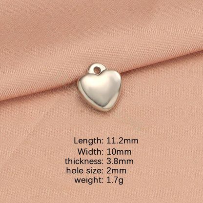 10pcs Heart Charms 10-16mm, Tiny Love Charm, Solid Steel Heart Pendant, Heart Charms Pendant, Love Pendant, Bracelet/Necklace Findings