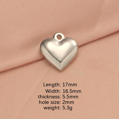10pcs Heart Charms 10-16mm, Tiny Love Charm, Solid Steel Heart Pendant, Heart Charms Pendant, Love Pendant, Bracelet/Necklace Findings