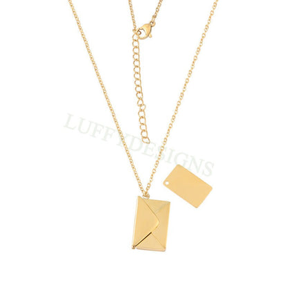 2pcs Envelope Necklace, Custom Name Envelope Jewelry, Hidden Secret Message Necklace, Steel Love Letter Necklace, Gold Mail Couple Necklace
