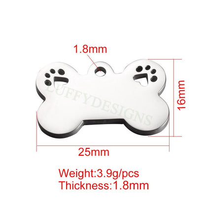 10pcs Pet Pendant 25x16mm, Gold Dog Tag Pendant, Bone Charms, Dog Bone Charms, Pet Lover Pendant, Custom Dog Tag Blanks,Gold Stainless Steel