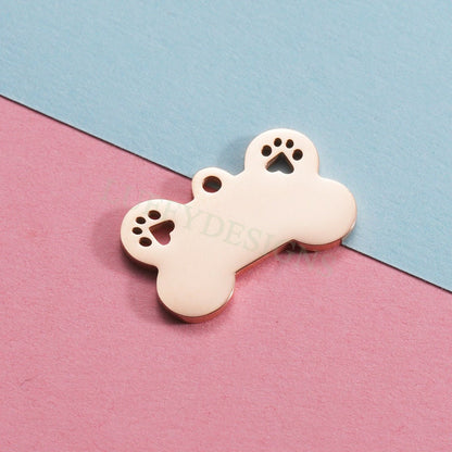 10pcs Pet Pendant 25x16mm, Gold Dog Tag Pendant, Bone Charms, Dog Bone Charms, Pet Lover Pendant, Custom Dog Tag Blanks,Gold Stainless Steel