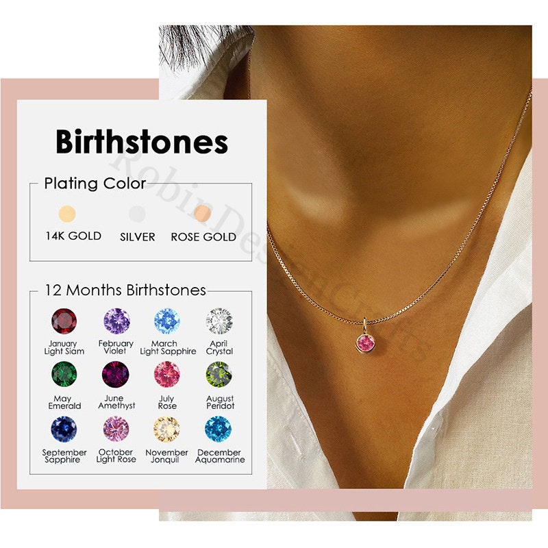 Dainty Birthstone Necklace, Personalized Birthstone Jewelry for Everyday Wear, Custom Birthday Gifts, Family Birthstone Necklace Gift