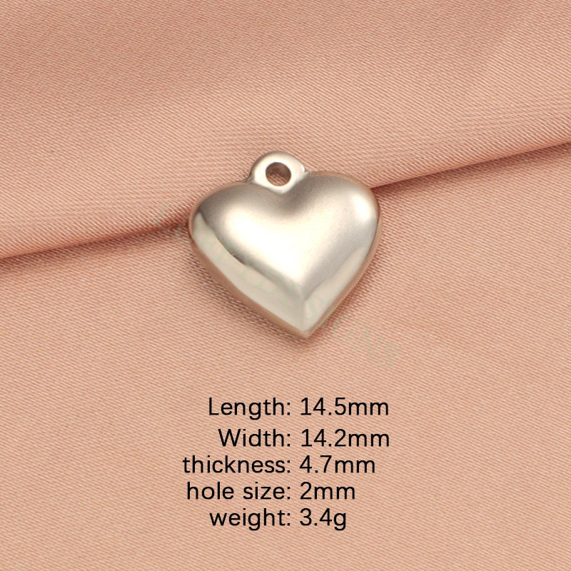 10pcs Heart Charms 10-16mm, Tiny Love Charm, Solid Steel Heart Pendant, Heart Charms Pendant, Love Pendant, Bracelet/Necklace Findings