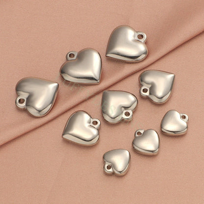 10pcs Heart Charms 10-16mm, Tiny Love Charm, Solid Steel Heart Pendant, Heart Charms Pendant, Love Pendant, Bracelet/Necklace Findings
