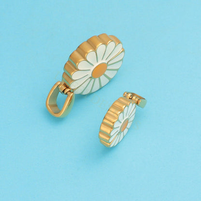 2pcs Daisy Charms, Gold Steel Flower Pendant, Hidden Message Charms Pendant, Gold Daisy Flower Charms,Enamel Daisy Charms For Jewelry Making