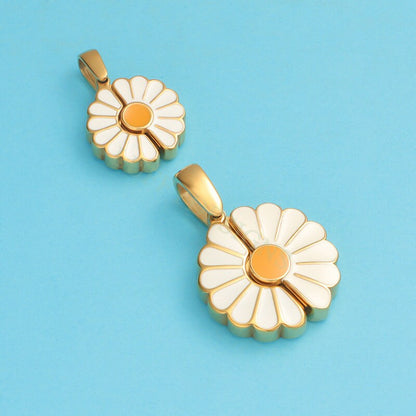 2pcs Daisy Charms, Gold Steel Flower Pendant, Hidden Message Charms Pendant, Gold Daisy Flower Charms,Enamel Daisy Charms For Jewelry Making