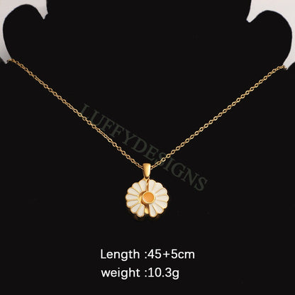 1pcs Daisy Necklace, Gold Steel Flower Necklace, Hidden Message Necklace, Gold Daisy Flower Jewelry, Enamel Daisy Necklace, Gift For Her