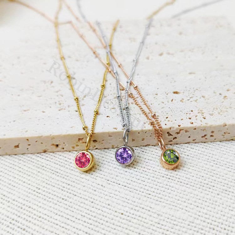 Dainty Birthstone Necklace, Personalized Birthstone Jewelry for Everyday Wear, Custom Birthday Gifts, Family Birthstone Necklace Gift