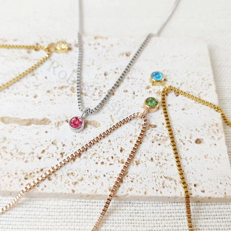 Dainty Birthstone Necklace, Personalized Birthstone Jewelry for Everyday Wear, Custom Birthday Gifts, Family Birthstone Necklace Gift