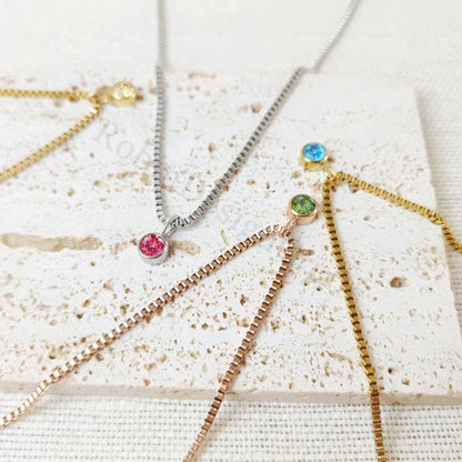 Dainty Birthstone Necklace, Personalized Birthstone Jewelry for Everyday Wear, Custom Birthday Gifts, Family Birthstone Necklace Gift