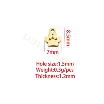 10pcs Paw Print of Dog Charms 7mm, Gold plated Stainless Steel, Dog Paw Pendant Charms, Pet Charms, Pet Paw Print Pendant, Animals Charms
