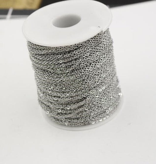 330Ft /100 Meters Chain, Unfinished 316L Stainless Steel Chains, Flat oval Links -Gold chain, Rose Gold chain, Steel chain -1.1mm /1.5mm