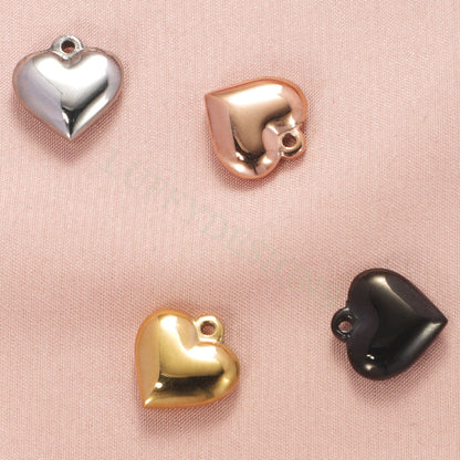 10pcs Heart Charms 10-16mm, Tiny Love Charm, Solid Steel Heart Pendant, Heart Charms Pendant, Love Pendant, Bracelet/Necklace Findings