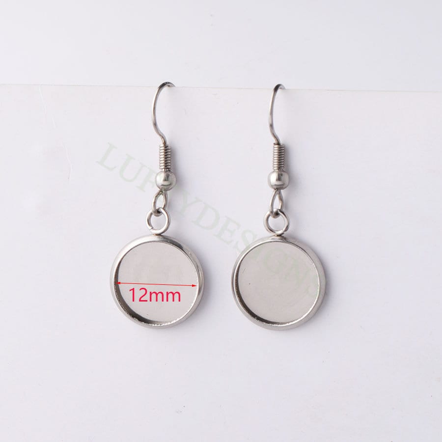 50pcs Blank Earring Findings, Blank Bezel Base Settings, Earring Cabochon Settings, Round/Heart/Drop Earring Bezel Blanks in Stainless Steel